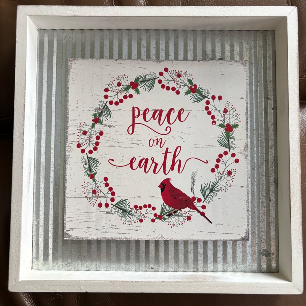 Sixtrees | Peace on Earth wood and Tin wall Decor 🕊️